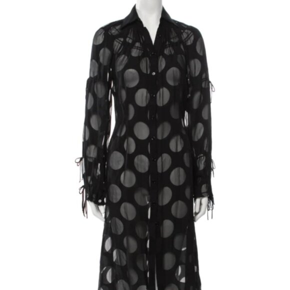 Carolina Herrera Polka Dot Print Midi Length Dress Size: MUS 6